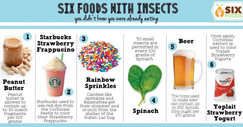 six foods that contain insects